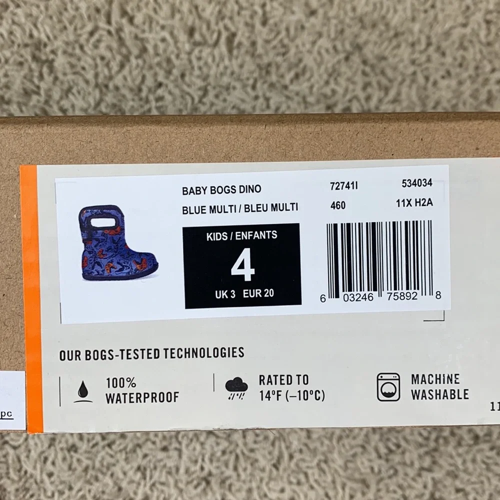 NWT Baby Bogs Dino waterproof rain boots sz 4